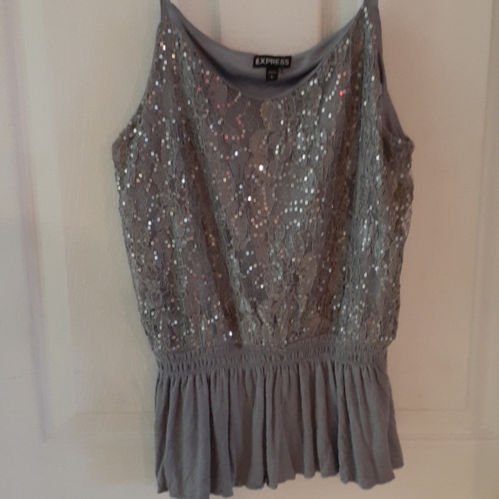 Womens silver lace tank top